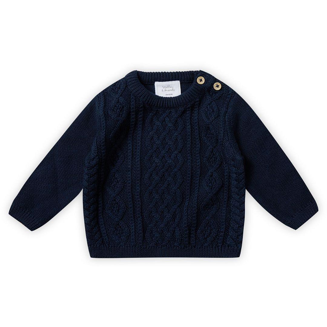 Stellou & Friends 100% Cotton Unisex Cable Knit Sweater for Babies and Children Ages 0-6 Years