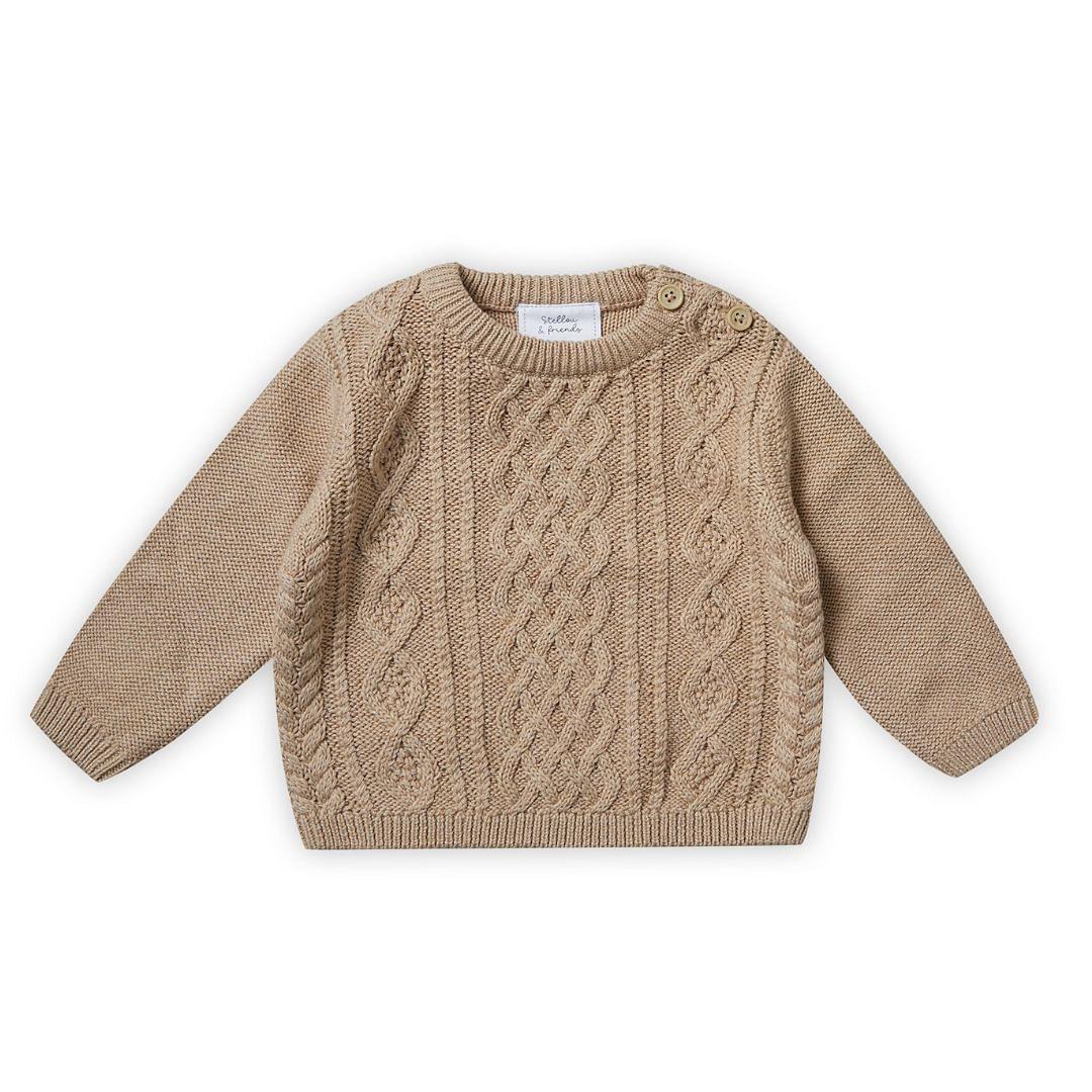 Stellou & Friends 100% Cotton Unisex Cable Knit Sweater for Babies and Children Ages 0-6 Years