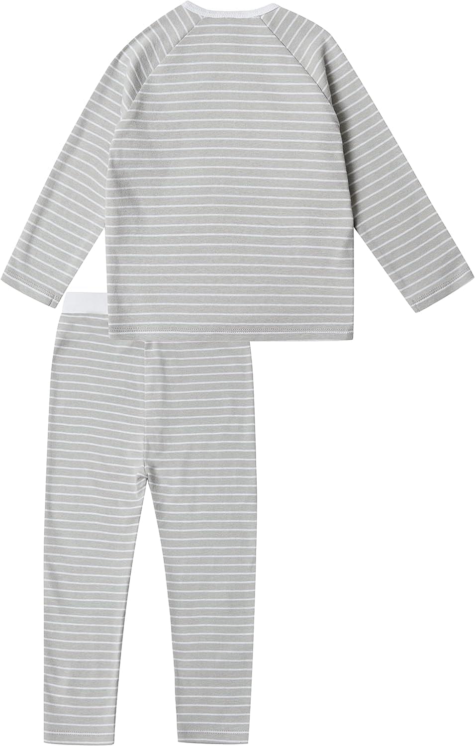 Stellou & friends Baby and Toddler Boy and Girl Kimono Style Long Sleeve Matching Shirt and Pant Set (9 Months-4 Years) 3-4 Years Grey