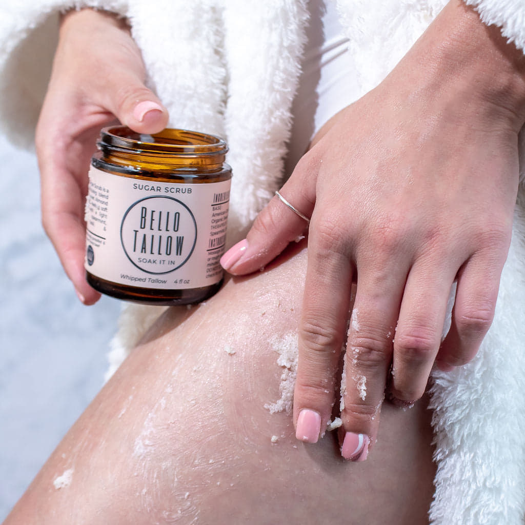 Sugar Scrub – Tallow Sugar Scrub with Sweet Almond Oil & Essential Oils