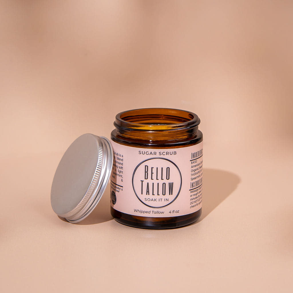 Sugar Scrub – Tallow Sugar Scrub with Sweet Almond Oil & Essential Oils