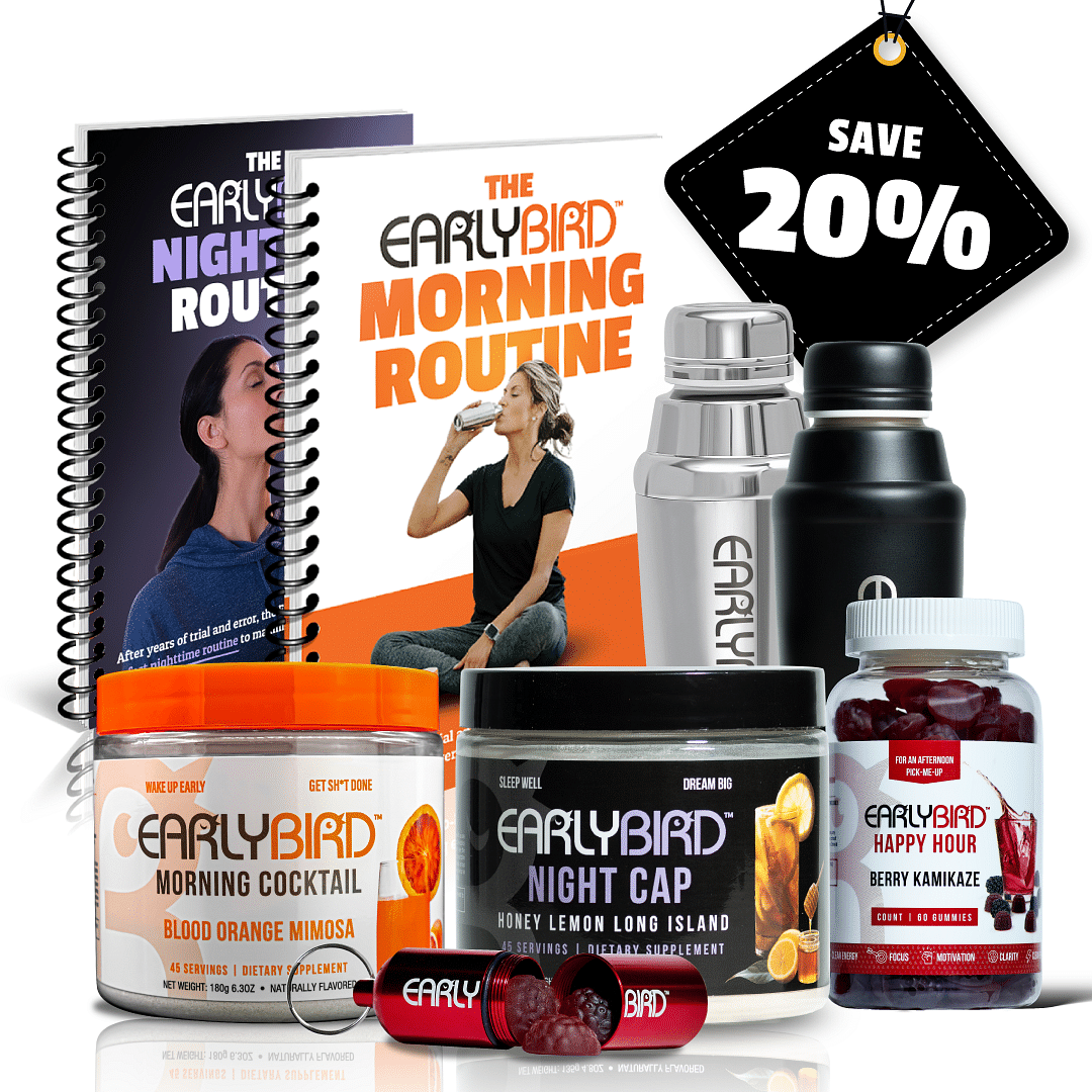 Sunrise to Sunset Bundle (Morning Cocktail, Happy Hour Gummies, Night Cap) w/ Free Black Shaker, Orange Shaker, & Happy Hour Capsule