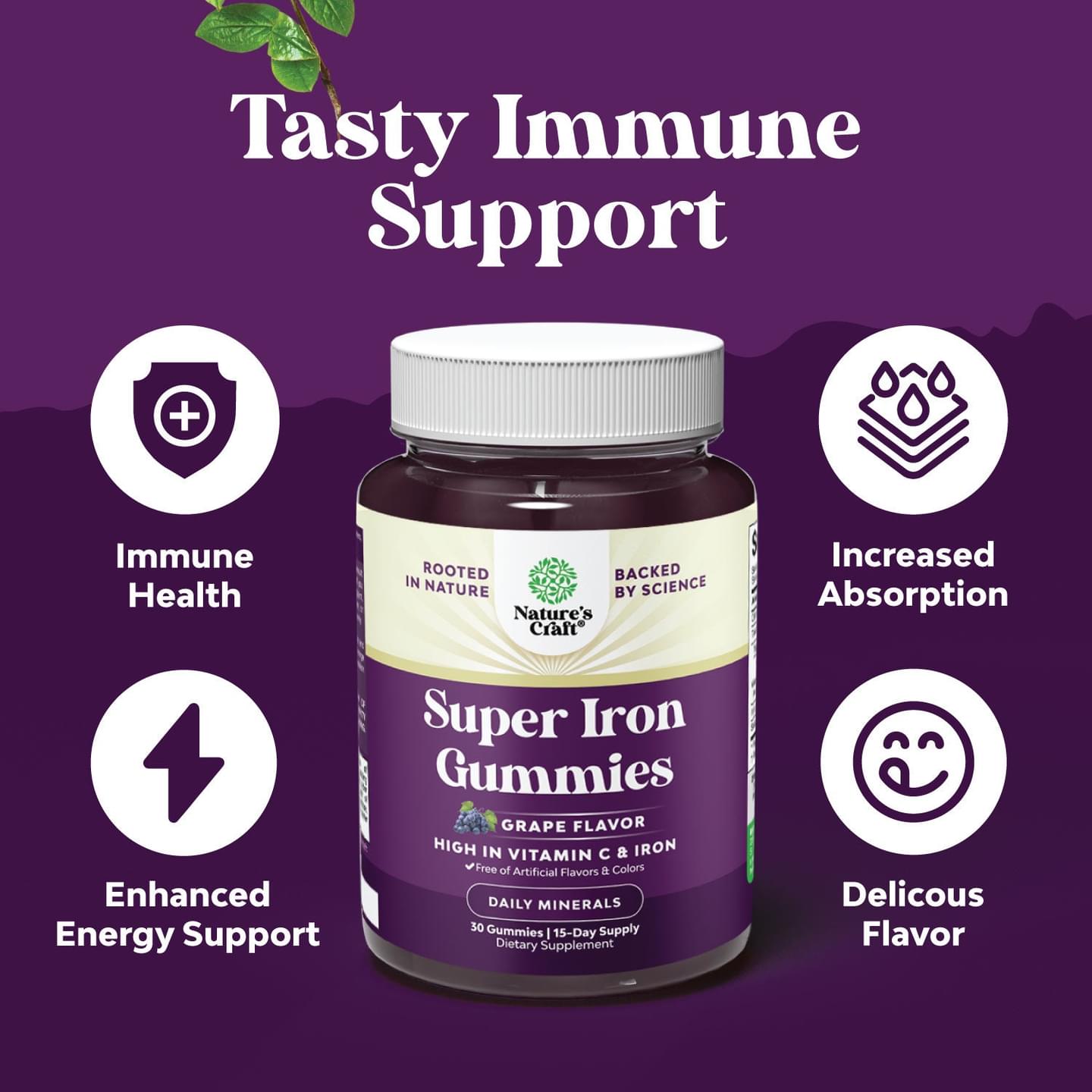 Super Iron Gummy 45mg per serving - 30 Gummies
