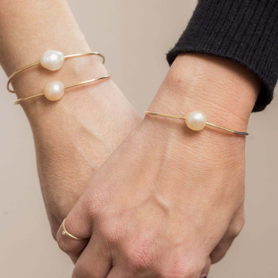 The Taudrey Permanent Bangle Gold Filled Bangle with Freshwater Pearl