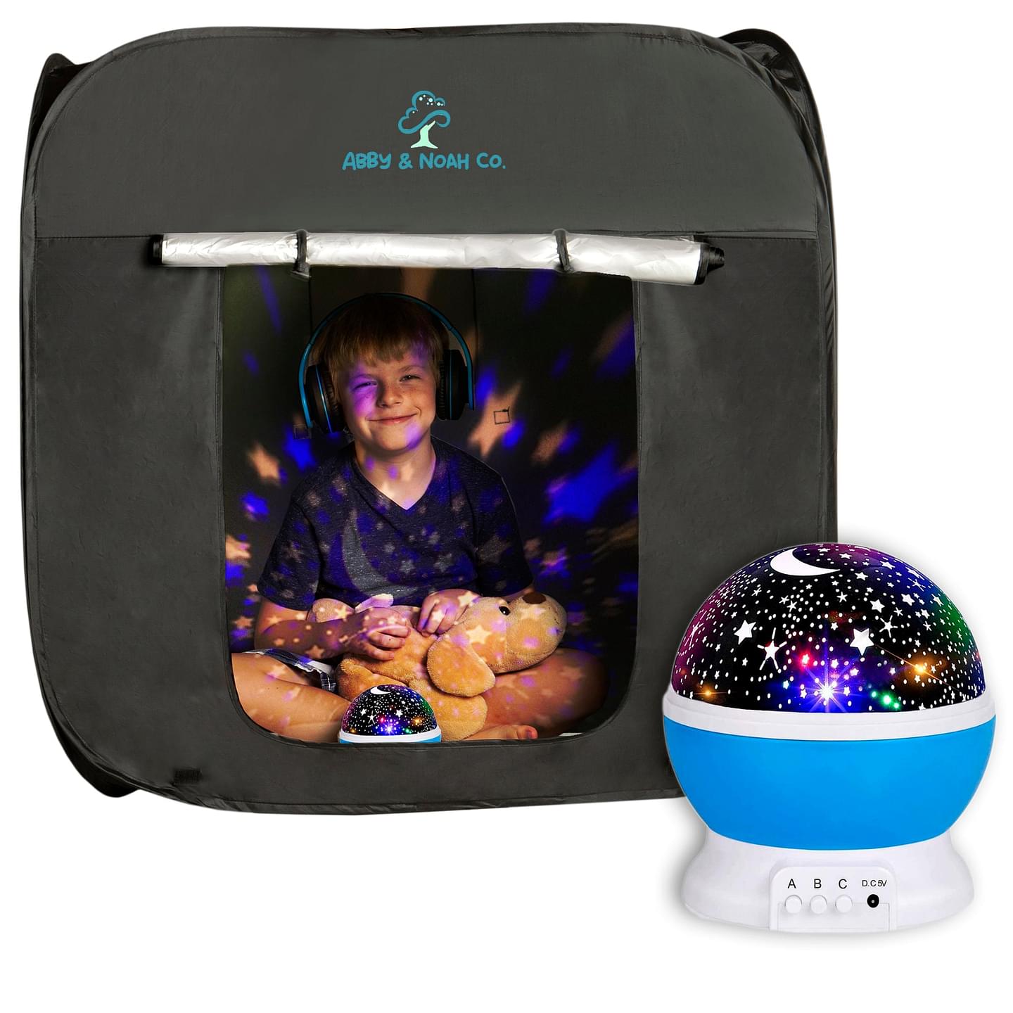 Therapist-Designed Sensory Blackout Tent for Kids WITH Complimentary Galaxy Light Projector