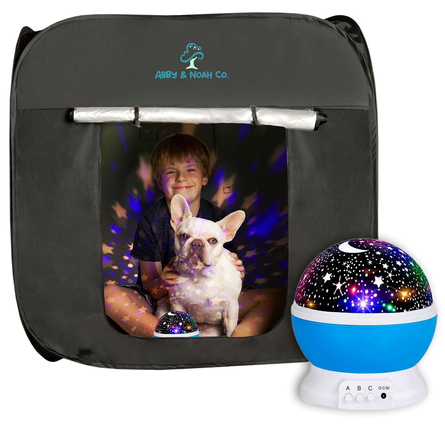 Therapist-Designed Sensory Blackout Tent for Kids WITH Complimentary Galaxy Light Projector