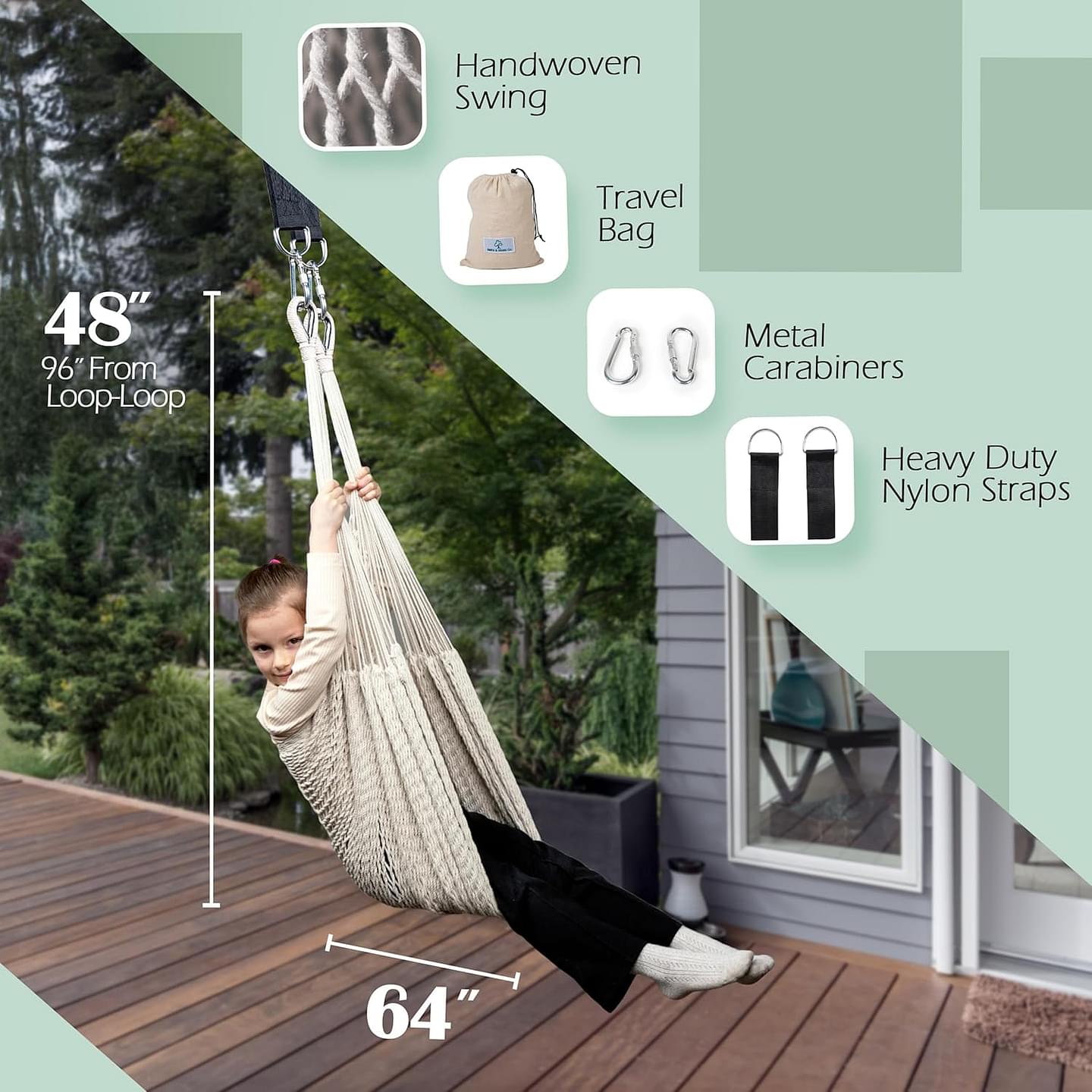 Therapist-Designed Sensory Swing for Adults & Kids with ADHD, Autism, Anxiety - Hammock Swing Outdoor Swings for Adults - Sensory Swing for Kids Indoor or Outdoor - Therapy Cuddle Hammock Chair Medium