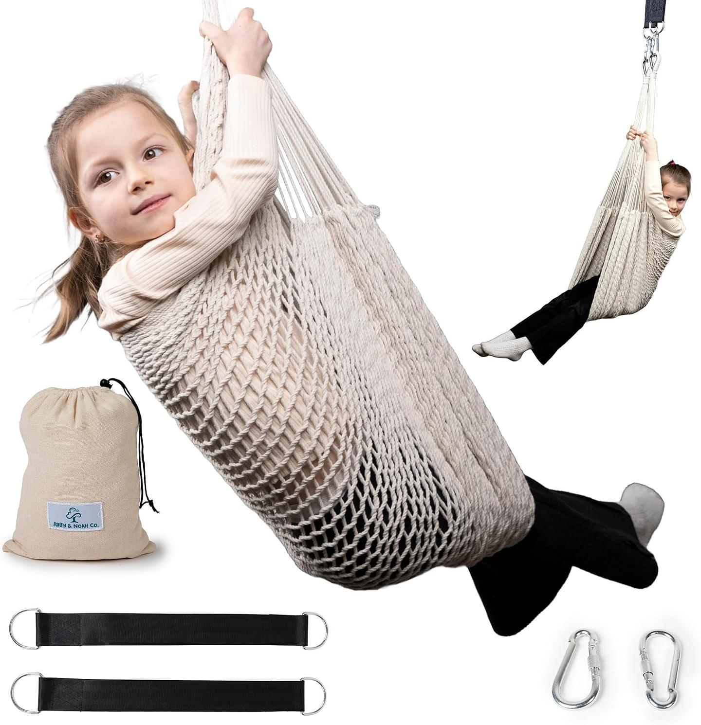 Therapist-Designed Sensory Swing for Adults & Kids with ADHD, Autism, Anxiety - Hammock Swing Outdoor Swings for Adults - Sensory Swing for Kids Indoor or Outdoor - Therapy Cuddle Hammock Chair Medium