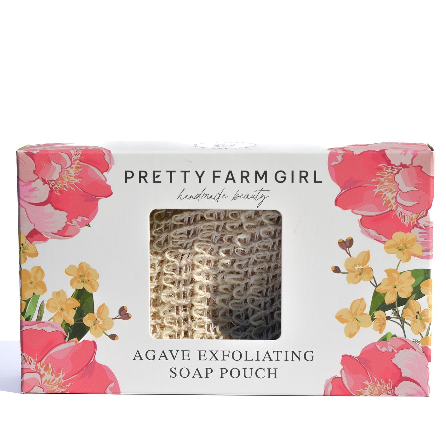 Three Natural Agave Exfoliating Soap Saving Cloth Pouch