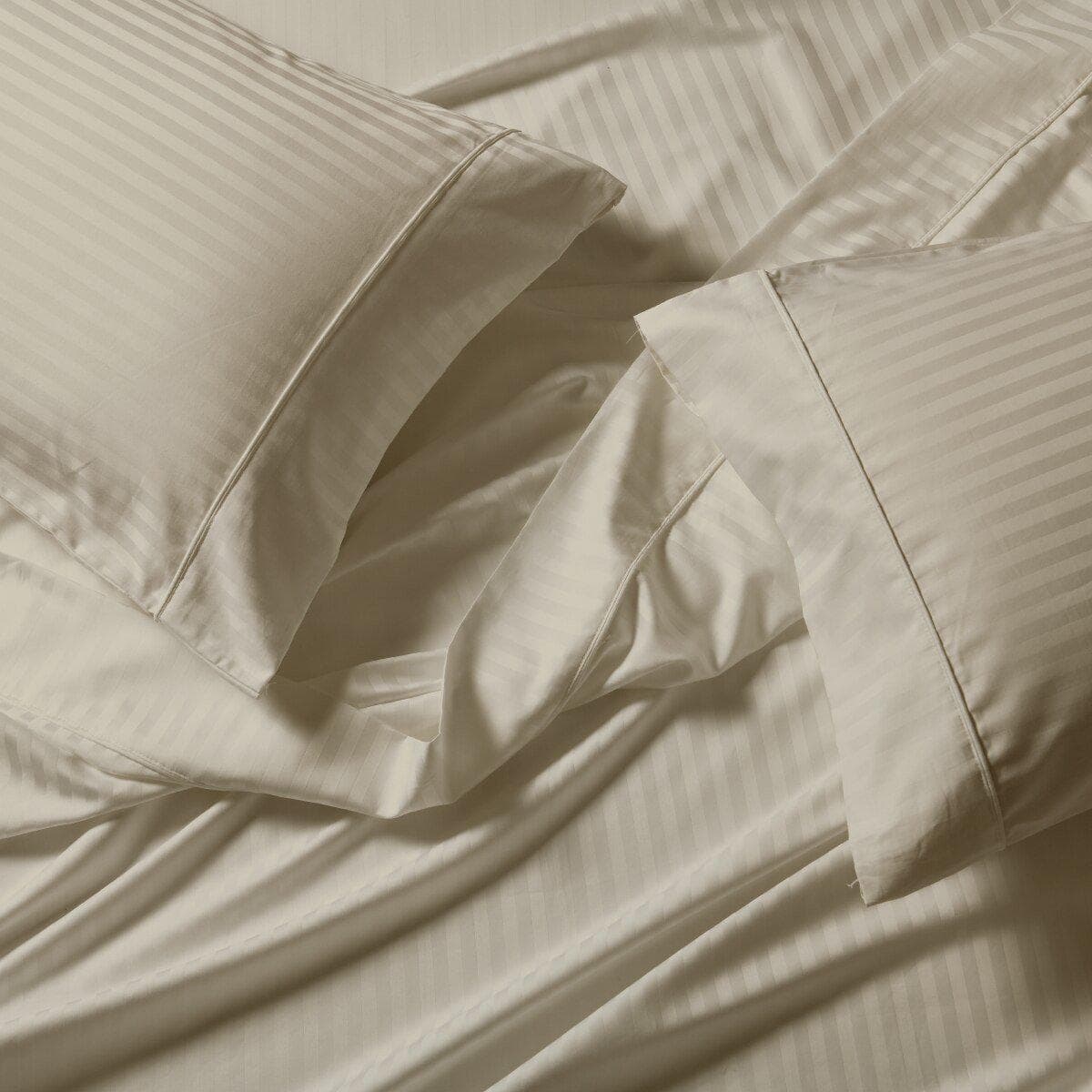 Top Split "Head Split" California King Sheet Set 650 Thread Count Damask Stripe
