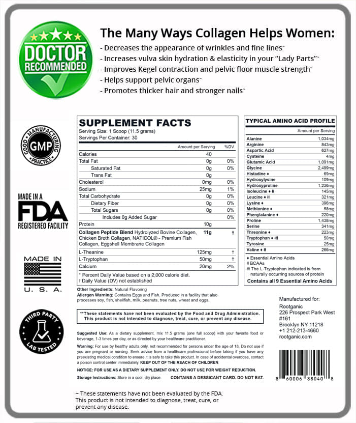 Total Fem Collagen - 5-Type Collagen Blend + Tryptophan & L-Theanine – Unflavored Daily Supplement