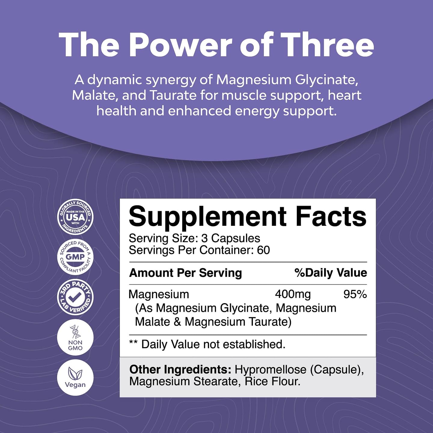Triple Magnesium Complex 400mg per serving - 180 Capsules