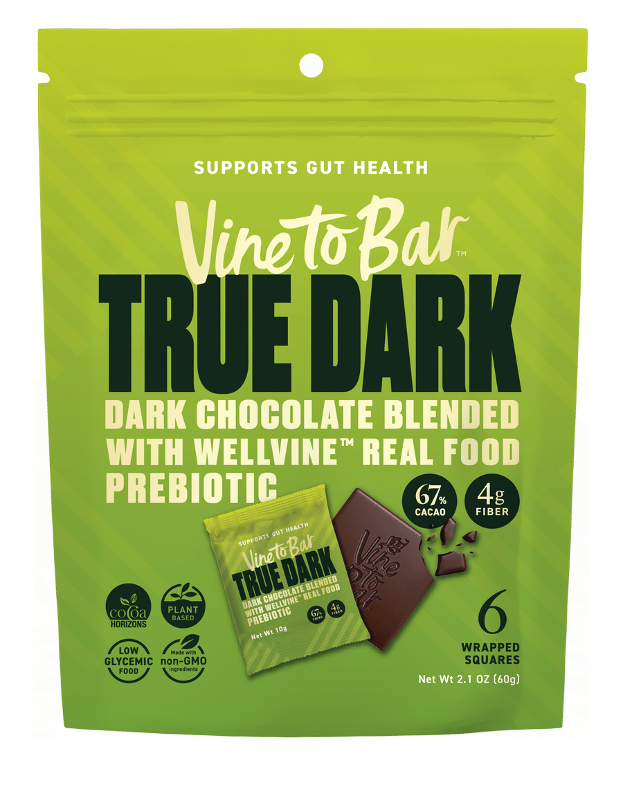 True Dark Dark Chocolate Squares - Bite-Size 65% Dark Chocolate Squares with WellVine Chardonnay Marc, Smooth Everyday Chocolate Snack