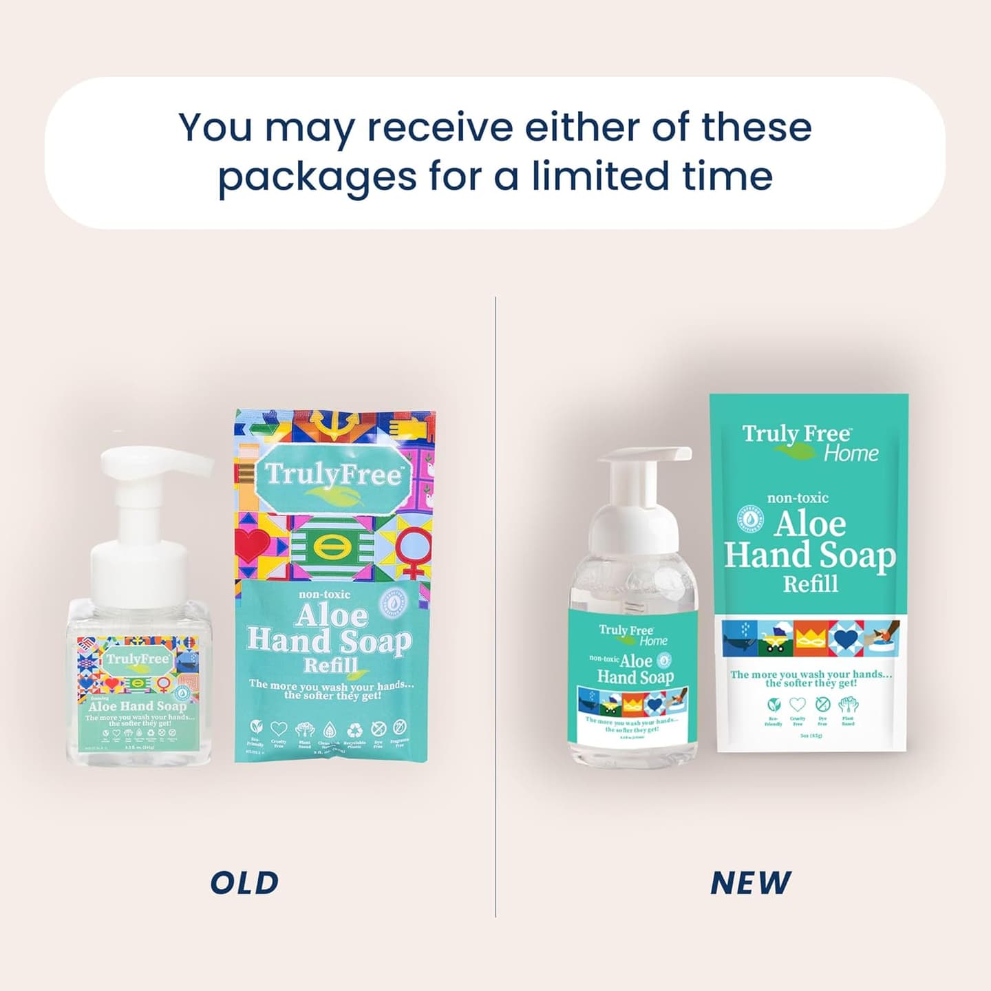 Truly Free Aloe Unscented Hand Soap - 10x Concentrated Aloe Vera, Non-Drying Gentle Cleanser - Bathroom Hand Soap - 1 Empty Bottle with Foaming Dispenser Pump + 2 Moisturizing Hand Soap Refill Pouches Unscented Starter Kit (Bottle + 2 Refills)