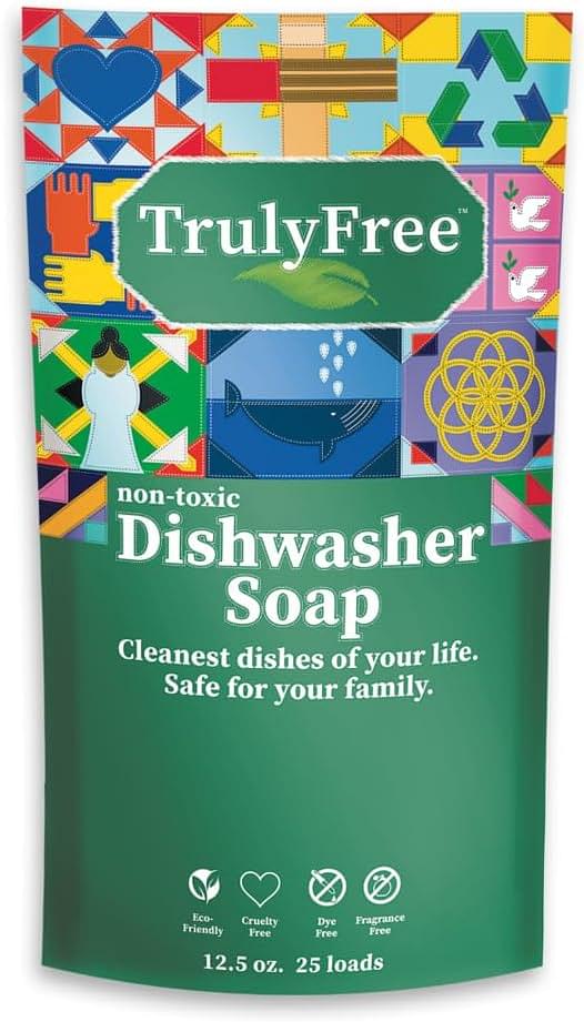 Truly Free Automatic Dishwasher Detergent Powder - Concentrated Dishwashing Detergent, Dish Soap, Hard Water Stain Remover, Kitchen Cleaning Supplies, No Harmful Ingredients - 12.5 oz (Pack of 1) 12.5 Ounce (Pack of 1)