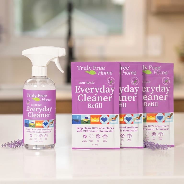 NEW Launch! Truly Free Non-Toxic Everyday Cleaner Lavender - Multipurpose Cleaner Spray, Kitchen Counter Cleaner