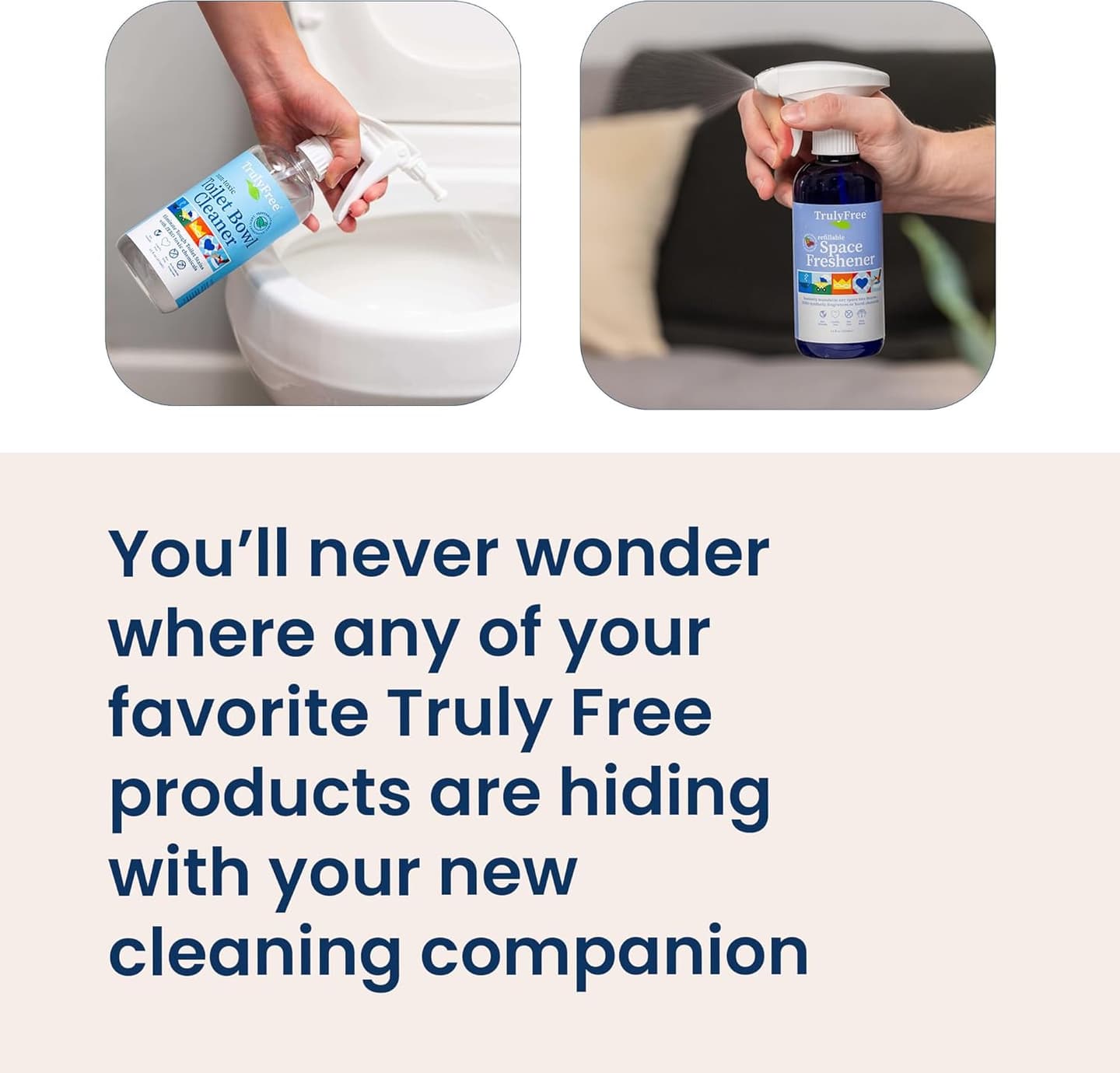 Truly Free Cleaning Caddy - Durable Organizer w/Handle for Cleaning Supplies, Storage for Kitchen & Bathroom Essentials, Multiple Compartments - Fits 6 Spray Bottles, 2 Squirt Bottles, Refill Pouches
