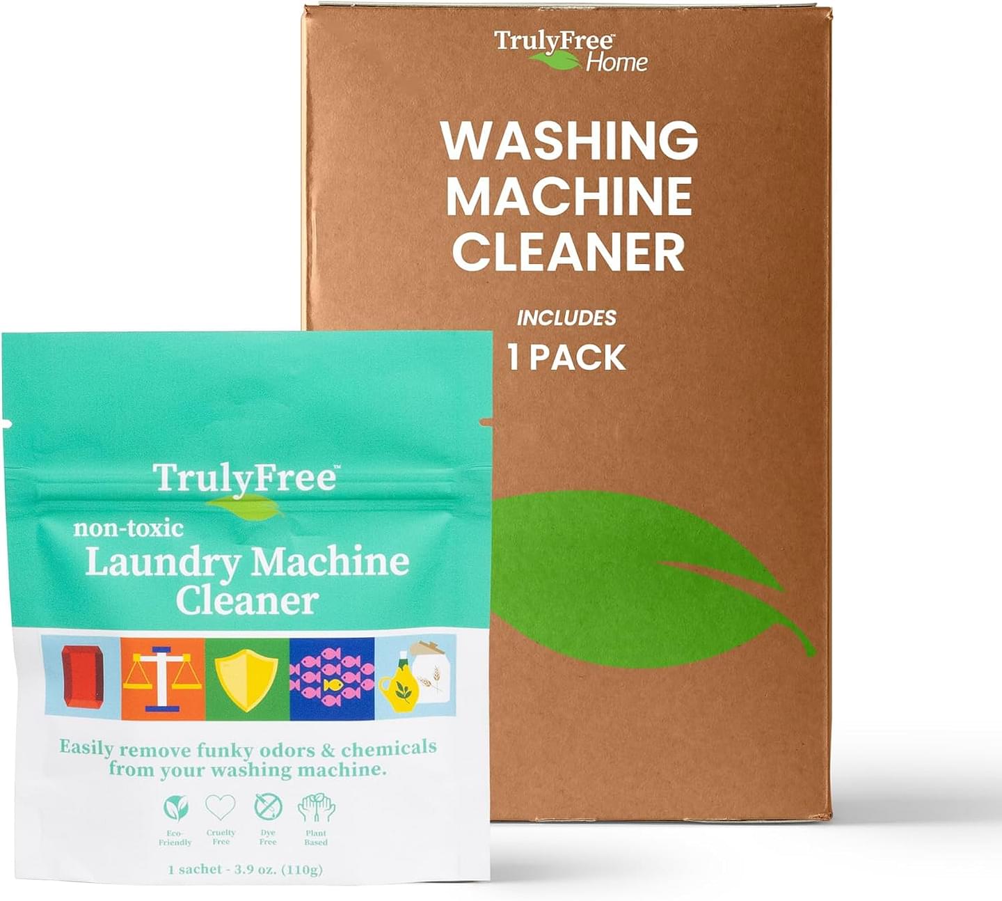 Truly Free Laundry Washing Machine Cleaner - Wash & Cleans Front Load & Top Load Washers -Tub Cleaner & Deodorizer (1-Use)