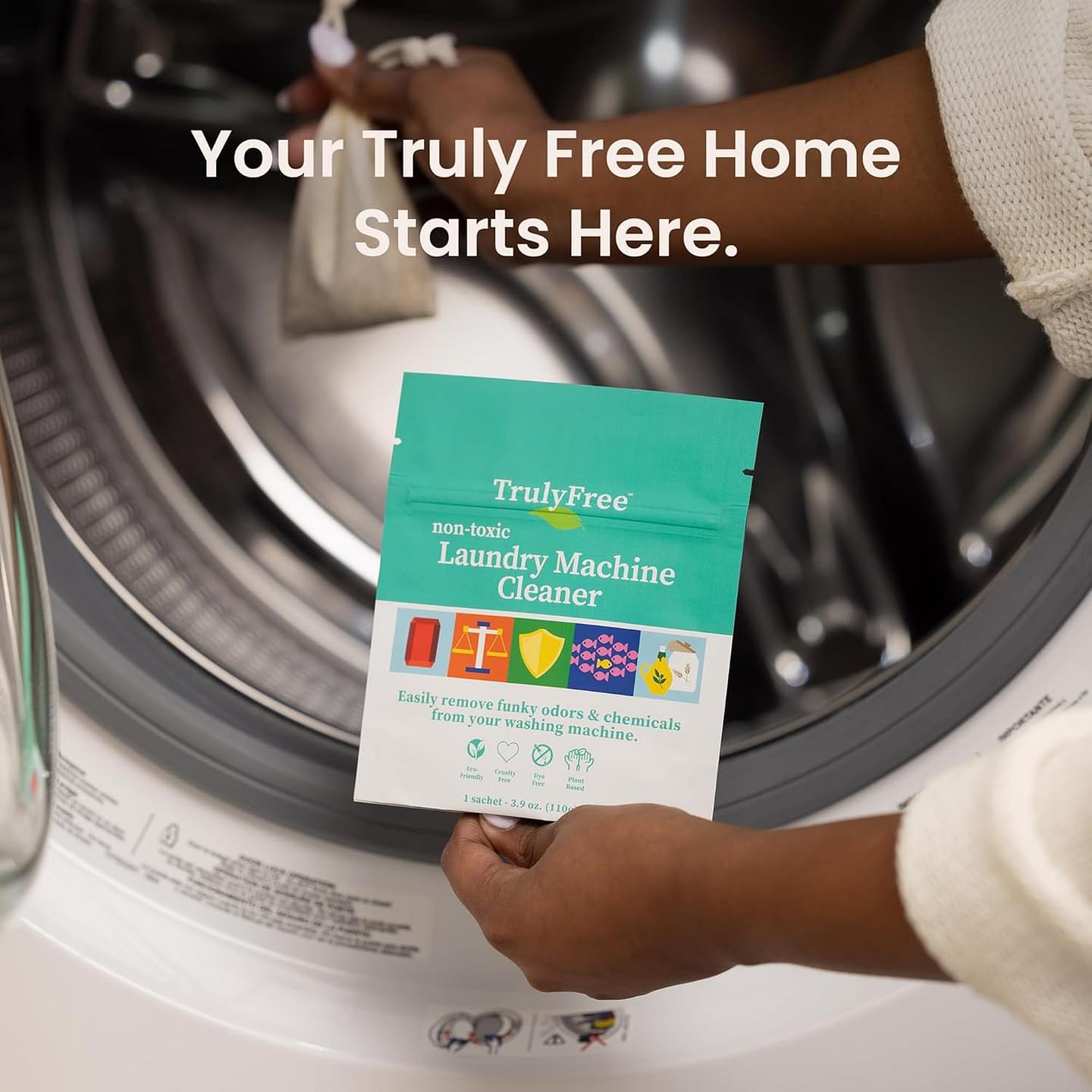 Truly Free Laundry Washing Machine Cleaner - Wash & Cleans Front Load & Top Load Washers -Tub Cleaner & Deodorizer (1-Use)