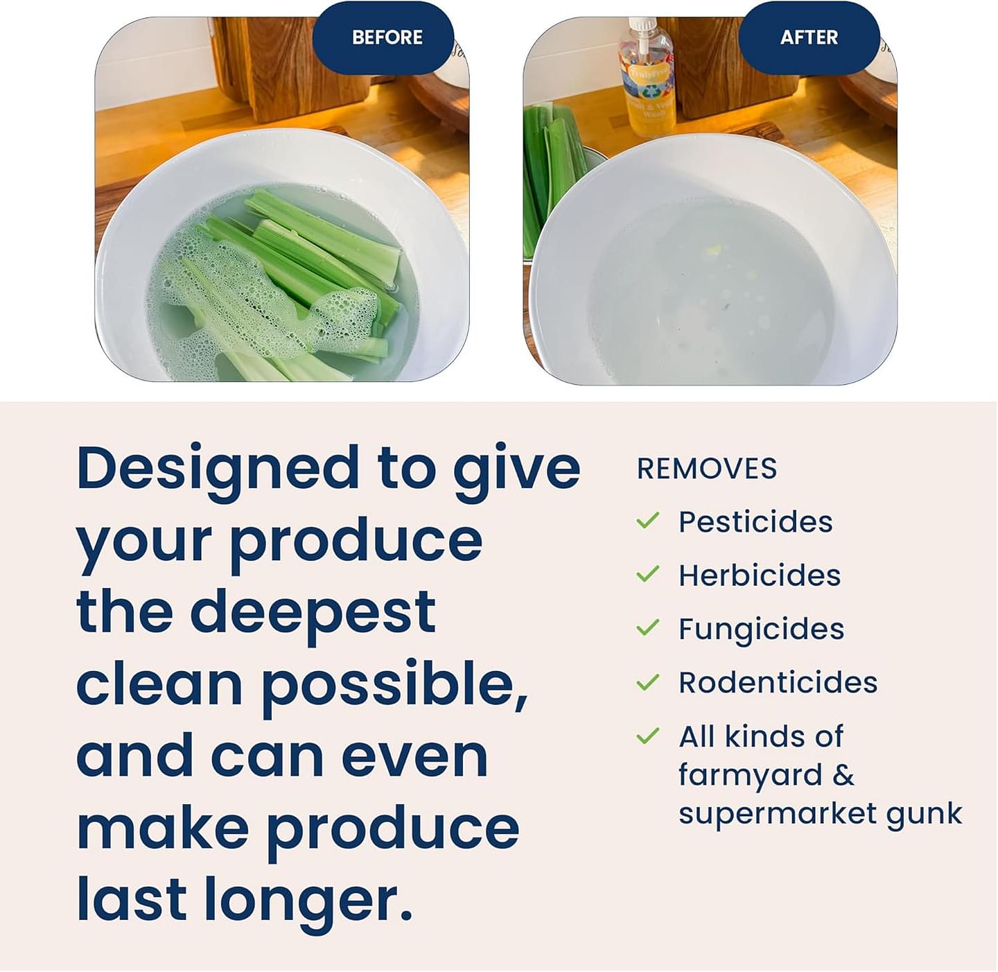 Truly Free Natural Fruit and Veggie Wash Kit - Produce Cleaner Spray (16oz Reusable Empty Bottle + Two Pouches, 3oz ea.) - DIY Vegetable Washer & Fruit Cleanser