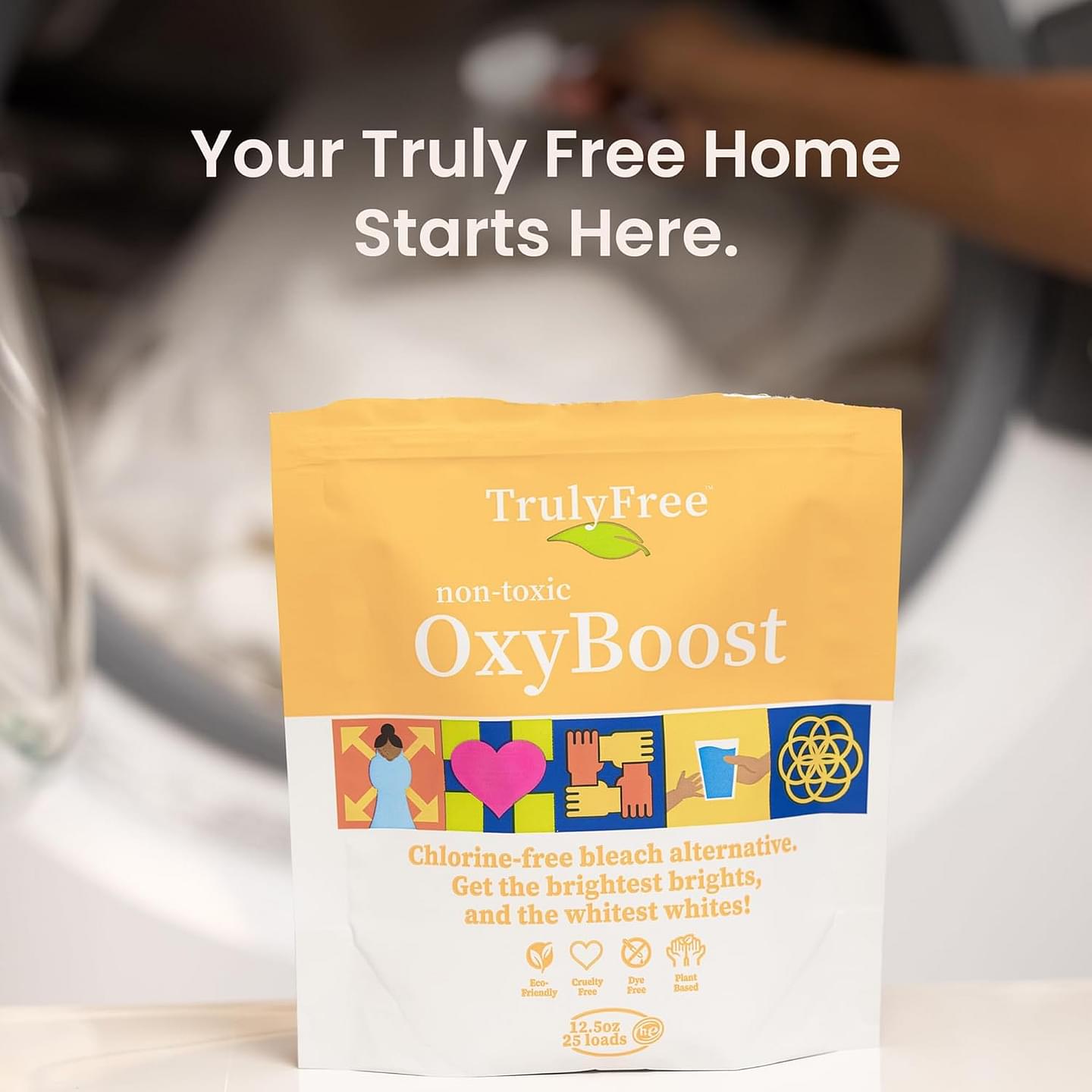 Truly Free OxyBoost - Oxygen Whitener & Clothes Stain Remover Laundry Detergent Powder with Sodium Percarbonate - Brightens Whites & Safe for Colors - Non-Chlorine, Gentle Yet Powerful - Pack of 2