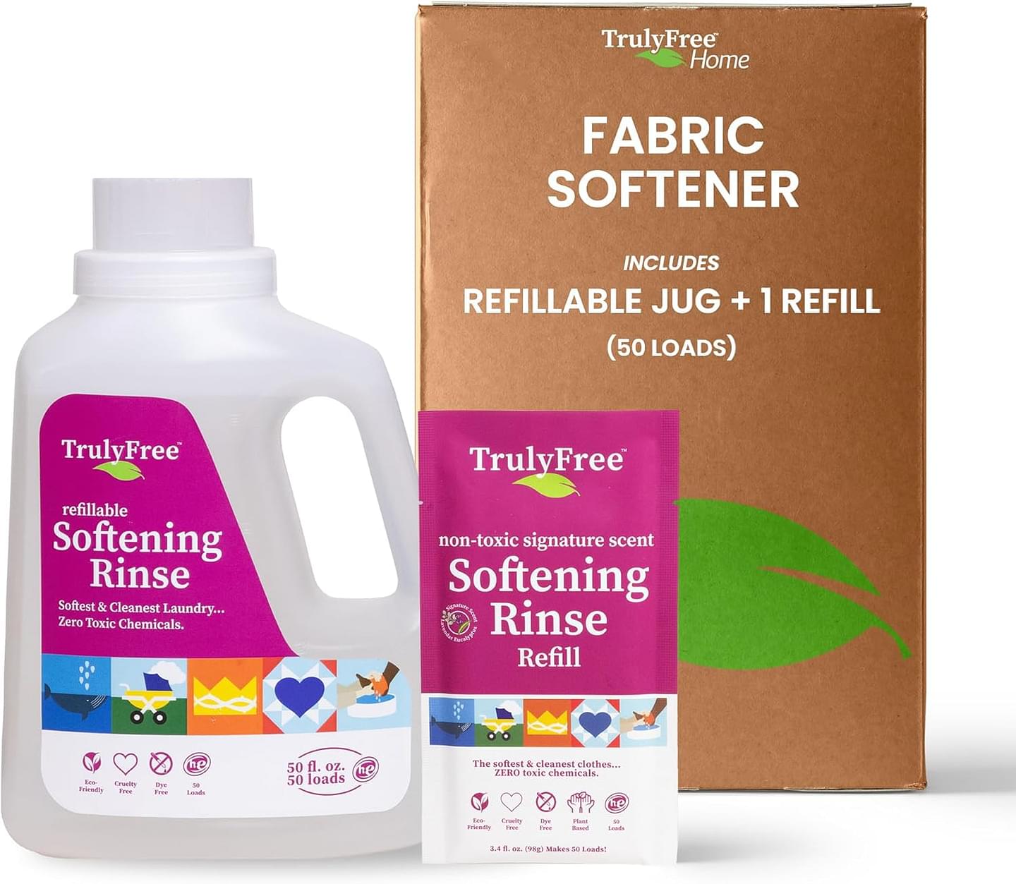 Truly Free TF Scented Rinse SR| Safe for Babies & Kids with Sensitive Skin | Plant-Based | Include 1 Refillable 50oz Bottle with Measuring Cap| Signature Wash Scented (50 Loads) Signature Scent 50 Fl Oz (Pack of 1)