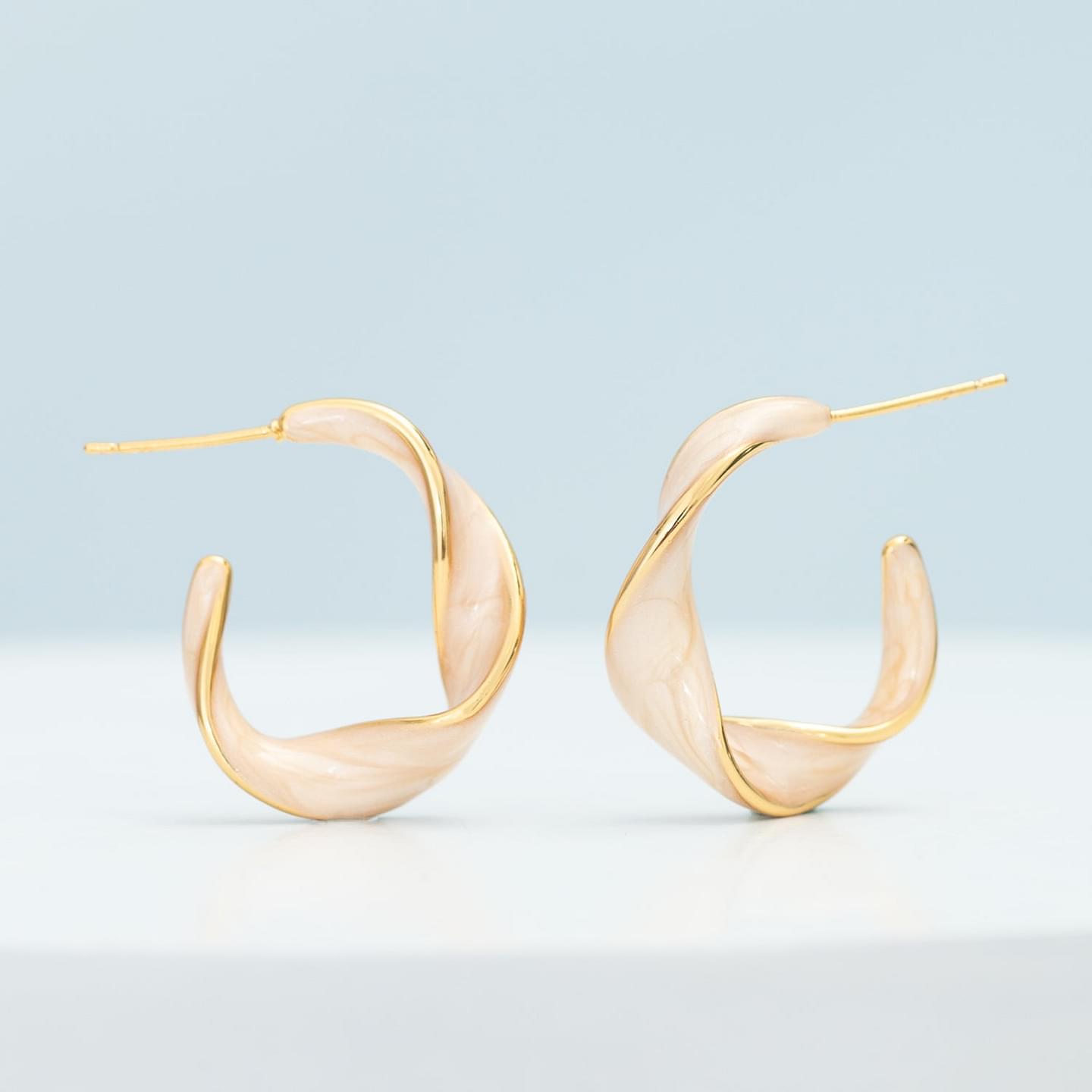 Twist Hoop Earrings Soft Coral