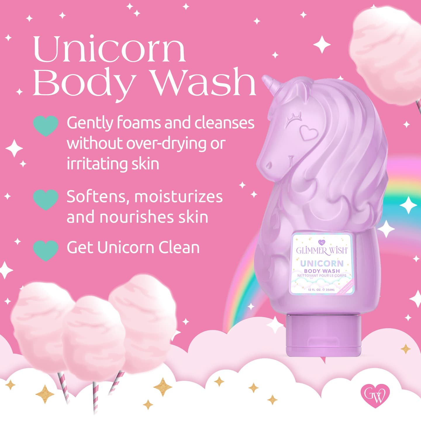 Unicorn Body Wash — Fragrance Free & Dye Free - Gentle Daily Body Cleanser with Hydrating Botanical Ingredients for Sensitive Skin
