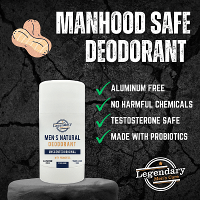 Unscented Original Men's Natural Deodorant - Aluminum Free - Fragrance Free & Scent Free