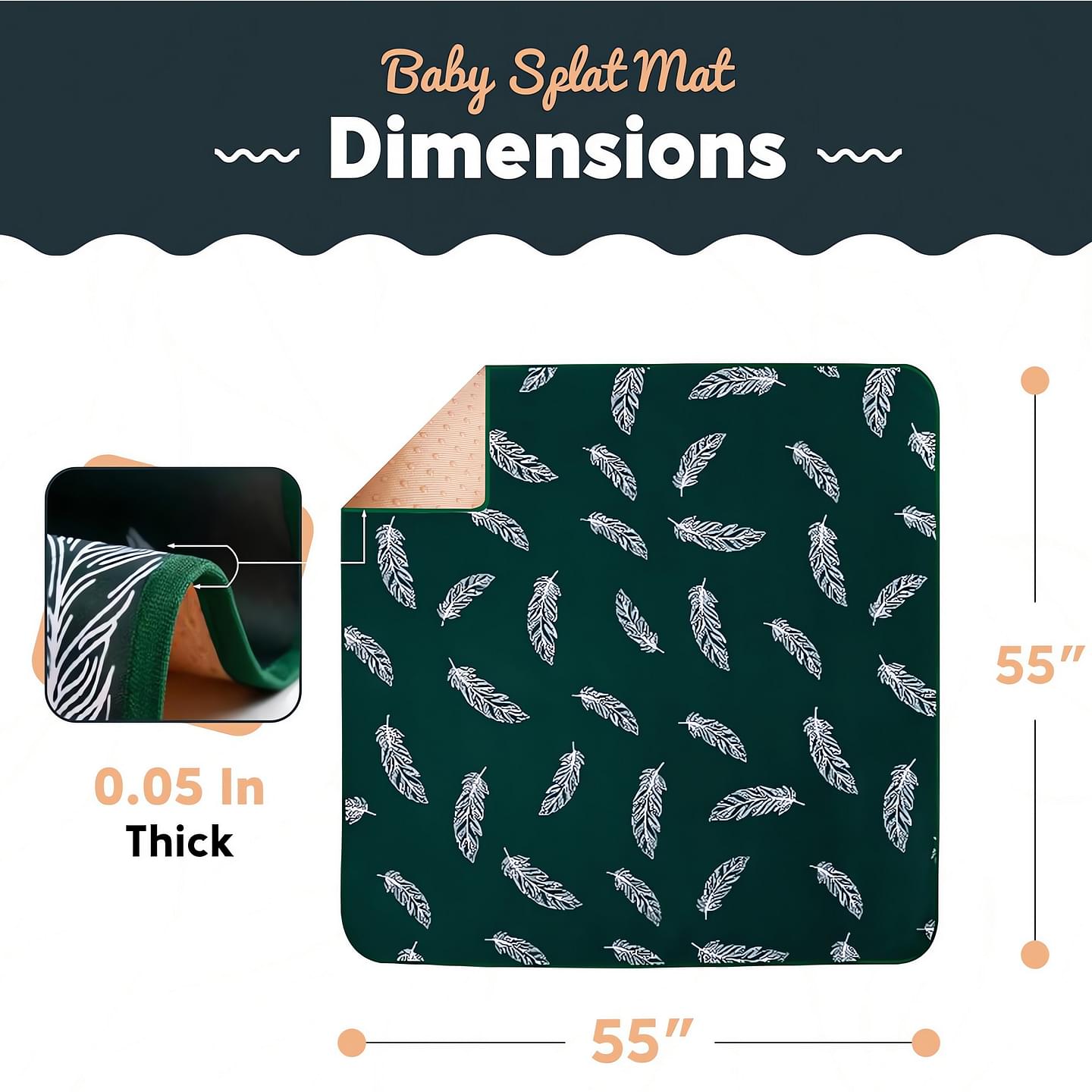 Heavy-Duty-XL-Baby-Splat-Mat-for-Under-High-Chair-55-x-55-Inch-Waterproof-Washable-Spill-Mat-Baby-Place-Mat-for-Baby-Playtime-Picnic-Anti-Slip-Splash-Baby-Mat-for-Floor-or-Table