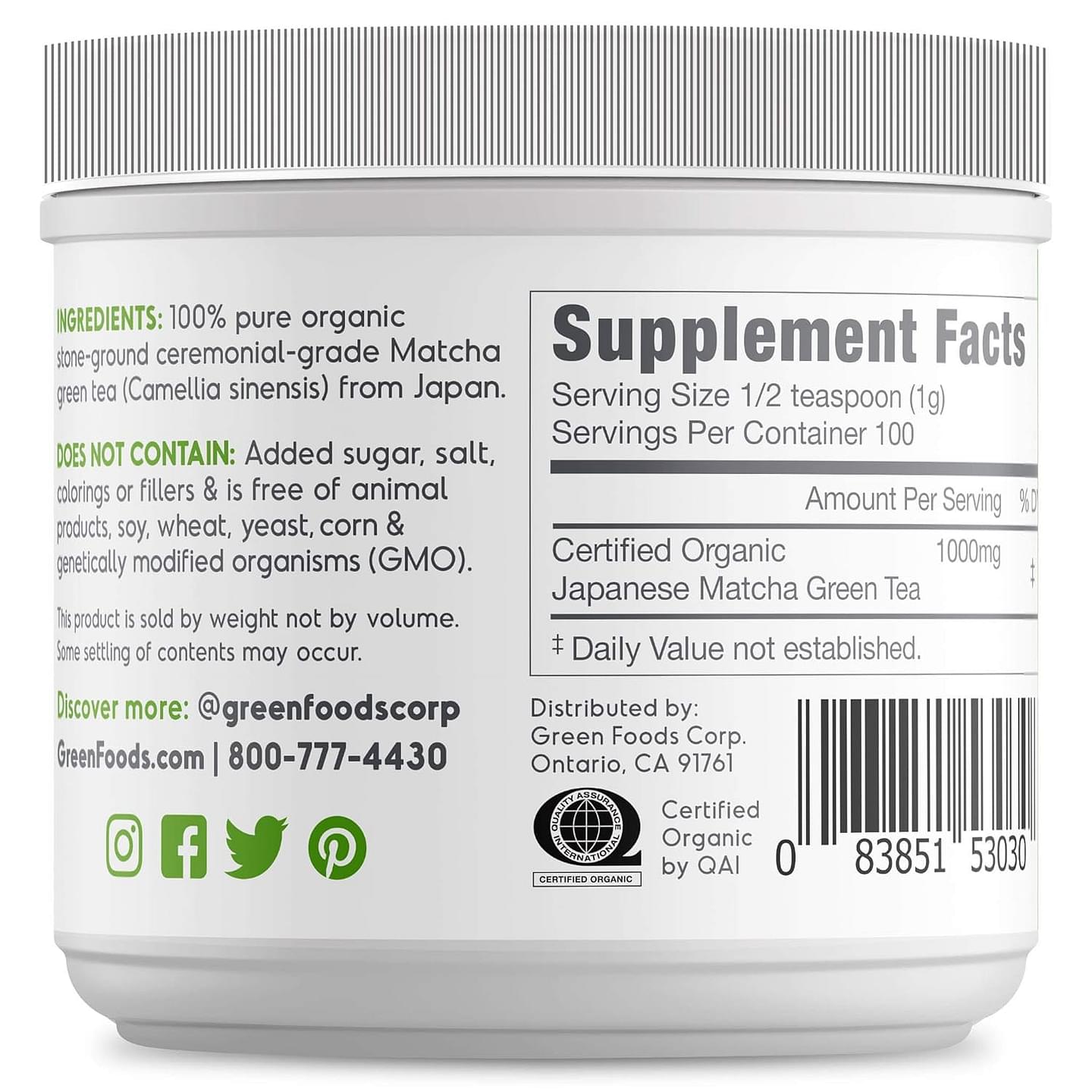 Vibrant Ceremonial Matcha Green Tea - 100% Organic & Pure from Japan 100g (3.5oz)