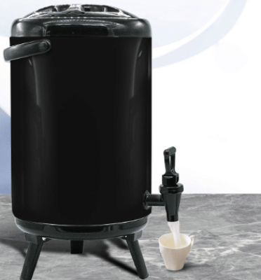 SOGA 10L Stainless Steel Insulated Milk Tea Barrel Hot and Cold Beverage Dispenser Container with Faucet Black