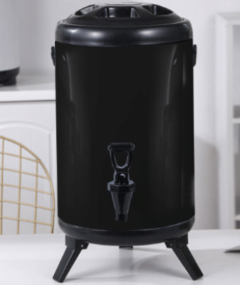 SOGA 10L Stainless Steel Insulated Milk Tea Barrel Hot and Cold Beverage Dispenser Container with Faucet Black
