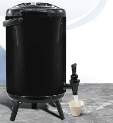 SOGA 12L Stainless Steel Insulated Milk Tea Barrel Hot and Cold Beverage Dispenser Container with Faucet Black