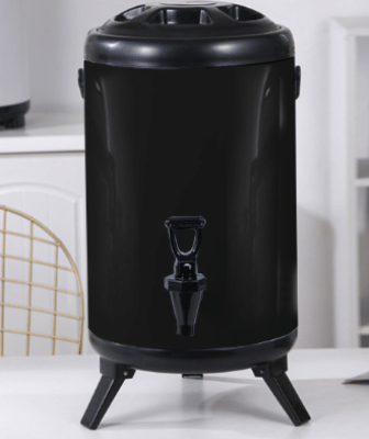 SOGA 12L Stainless Steel Insulated Milk Tea Barrel Hot and Cold Beverage Dispenser Container with Faucet Black
