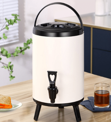 SOGA 8L Stainless Steel Insulated Milk Tea Barrel Hot and Cold Beverage Dispenser Container with Faucet White
