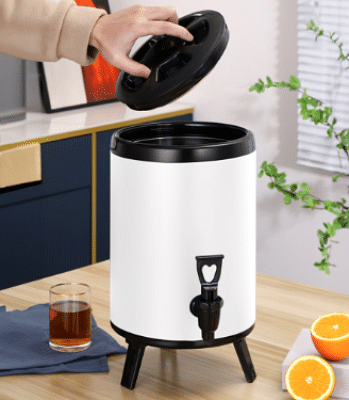 SOGA 8L Stainless Steel Insulated Milk Tea Barrel Hot and Cold Beverage Dispenser Container with Faucet White