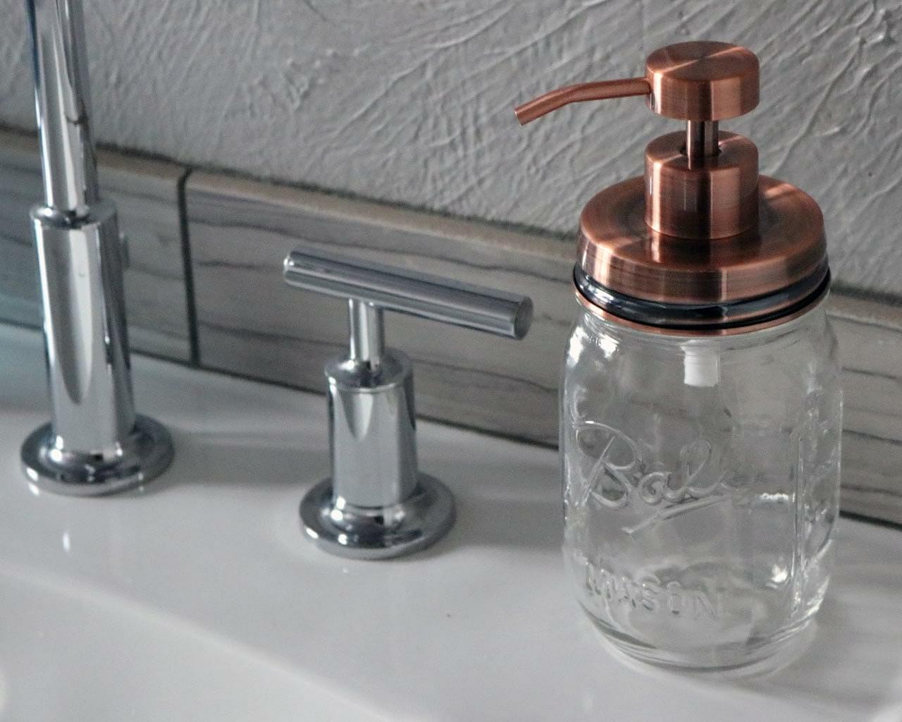 Vintage Copper Soap Pump Lid Kit for Regular Mouth Mason Jars