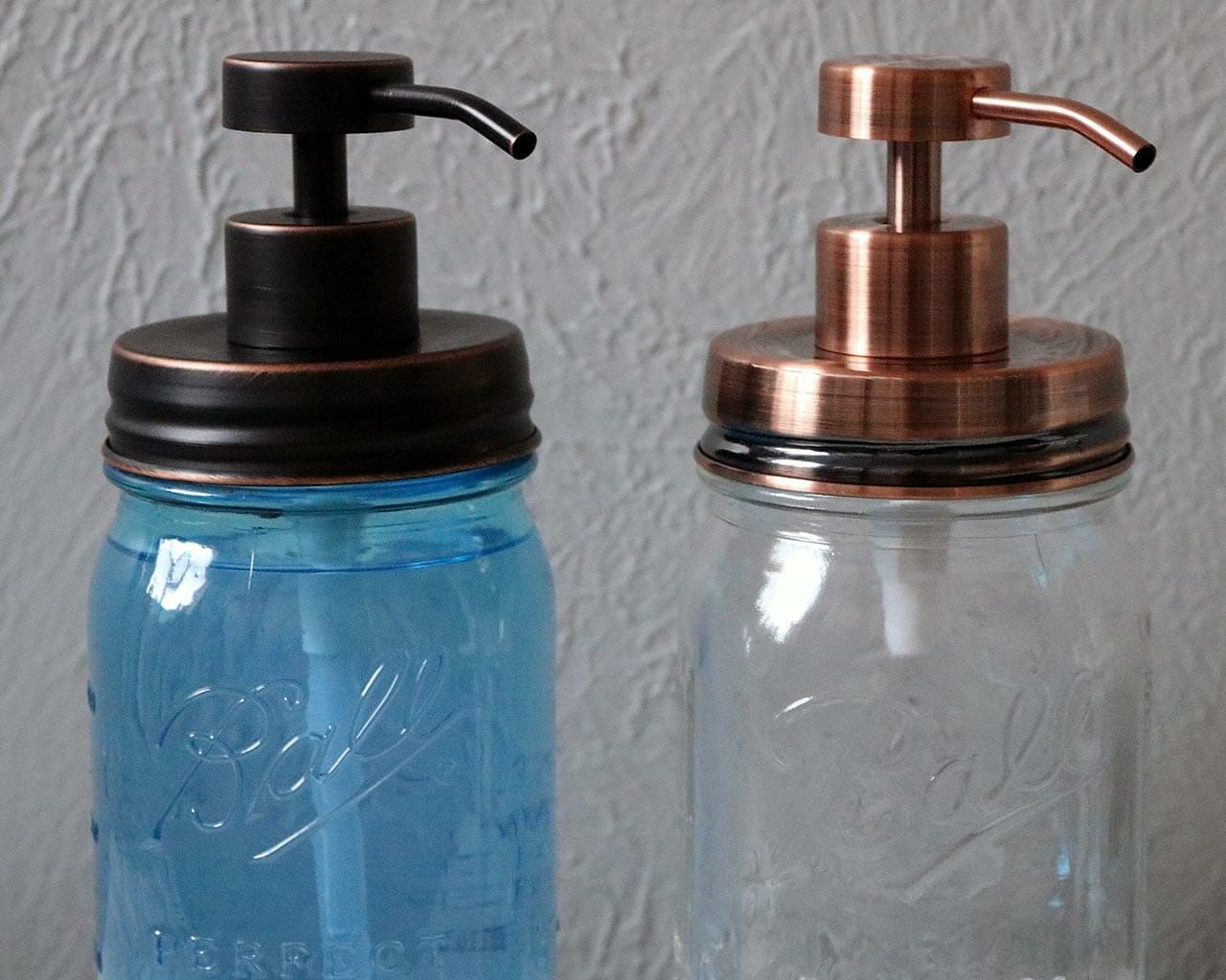 Vintage Copper Soap Pump Lid Kit for Regular Mouth Mason Jars