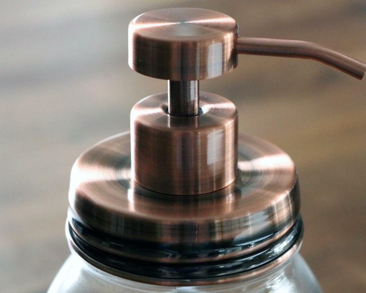 Vintage Copper Soap Pump Lid Kit for Regular Mouth Mason Jars