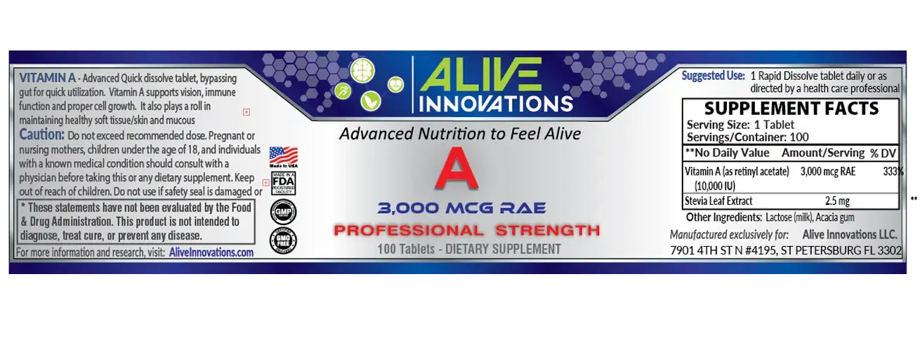 Vitamin A supplement – Advanced Rapid Dissolve Tablets (100 ct) image