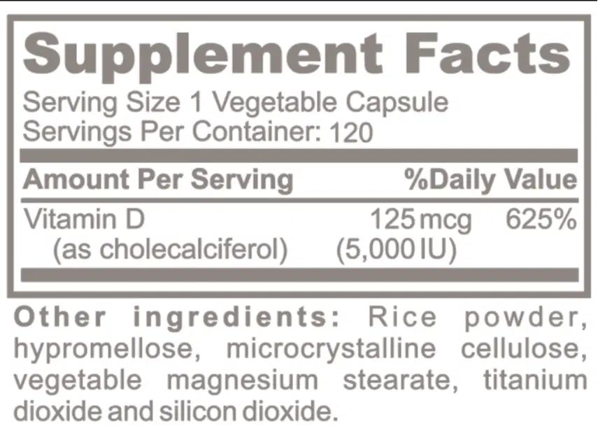 Vitamin D-3 5000 IU | 120 Count | High‑Potency Sunshine Vitamin for Immune, Bone & Muscle Support