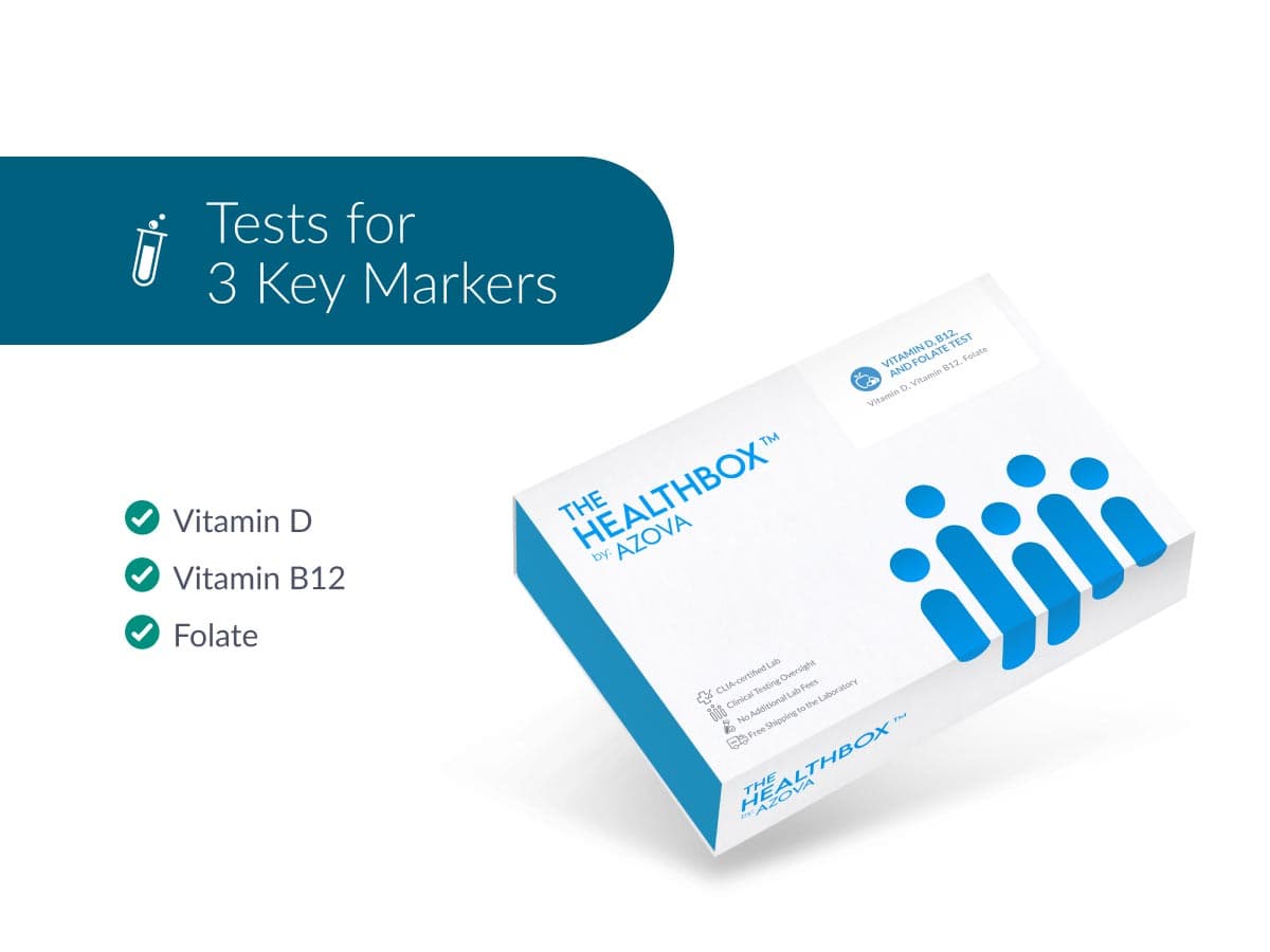 Vitamin D, B12, and Folate Test - At-Home Blood Test Kit with 25-Hydroxy Vitamin D, Vitamin B12 & Folate Biomarkers for Nutrient Deficiency Detection and Energy, Immunity & Wellness Monitoring