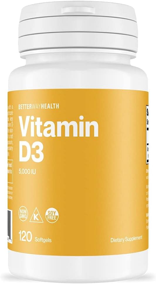 Vitamin D3-5,000 IU Softgel - High Potency Formula, Supports Bone Health & Immune System - 120 Softgels of Vitamin D3 - Non-GMO, Dairy Free