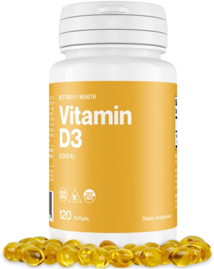 Vitamin D3-5,000 IU Softgel - High Potency Formula, Supports Bone Health & Immune System - 120 Softgels of Vitamin D3 - Non-GMO, Dairy Free