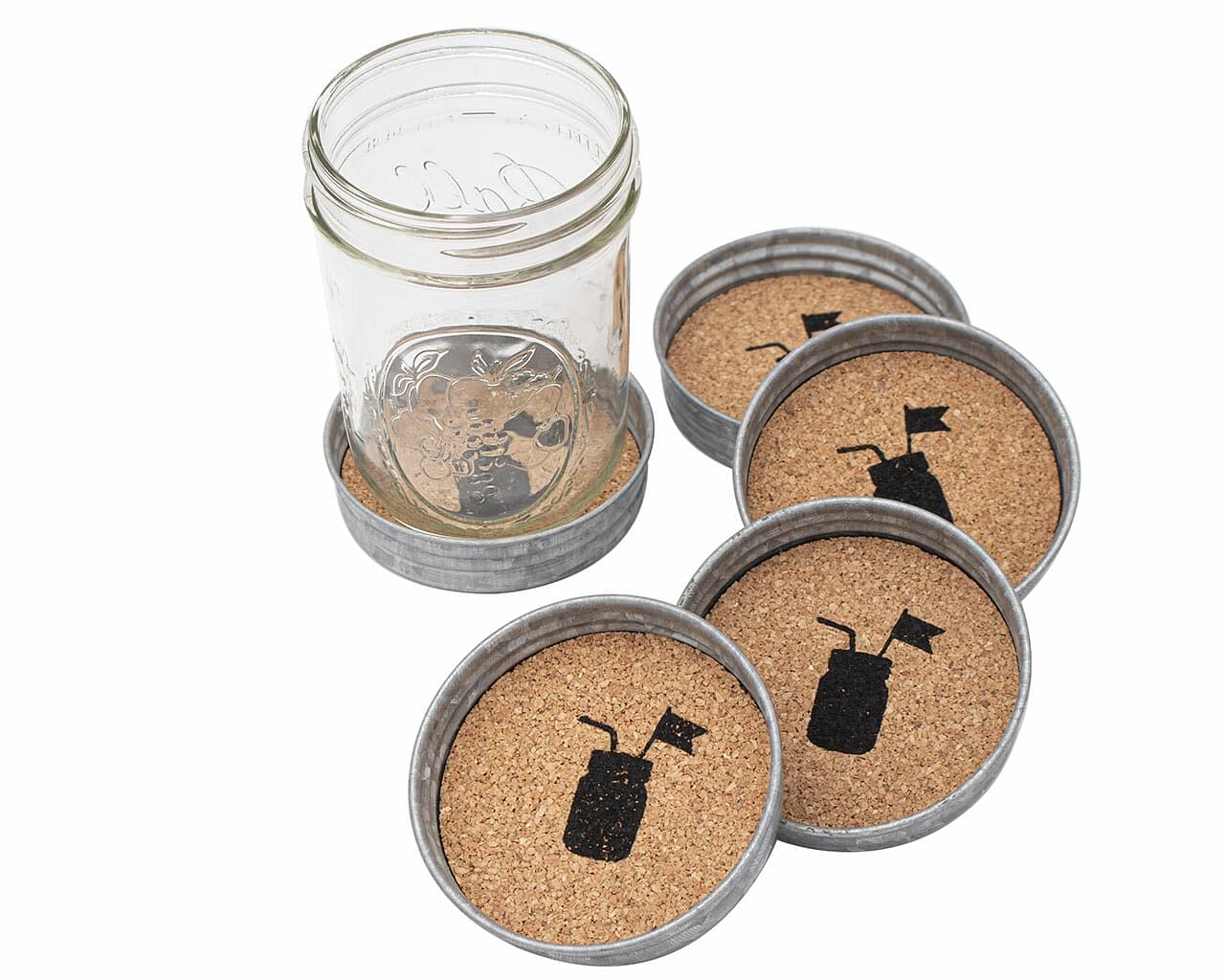 Wide Mouth Galvanized Vintage Reproduction Drink Coasters - 4 Pack