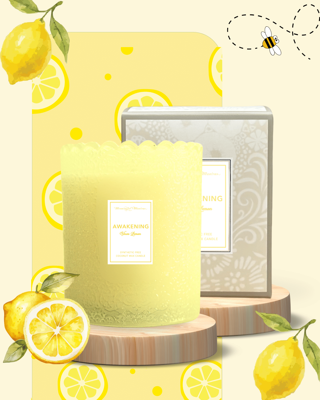 Meaningful Mantras Awakening Yuzu Lemon Natural Candle 8oz – BOGO 50% Off Bundle 
