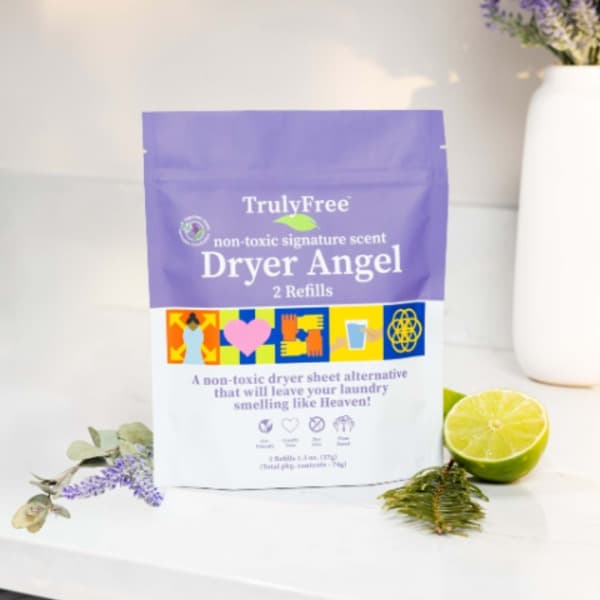 Truly Free - Non-Toxic Dryer Angel - Natural Dryer Sheet Alt, Reusable Fabric Softener Sheets, Safe for Babies - 1 Body + 1 Refill