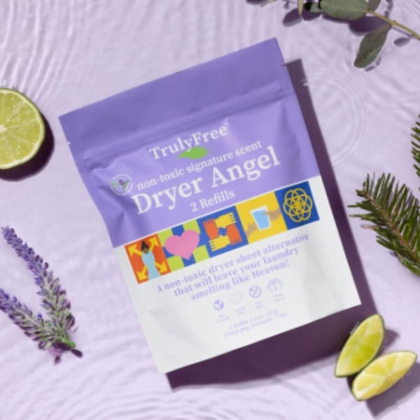 Truly Free - Non-Toxic Dryer Angel - Natural Dryer Sheet Alt, Reusable Fabric Softener Sheets, Safe for Babies - 1 Body + 1 Refill