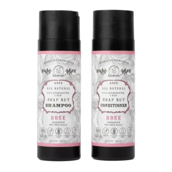 All Natural Soap-nut Shampoo and Conditioner Set - ROSE- wild fermented probiotics for your scalp